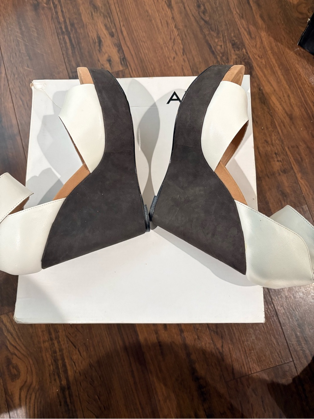 Aldo White and Black Wedge Sandals